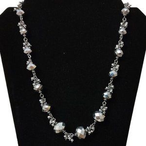 Silver Tone Glass & Metal Fashion Costume Station Necklace Adjustable 19" - 22"